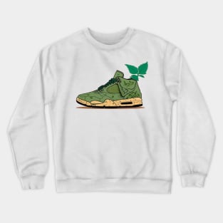 Step into a Greener Future with Our Beige, Brown & Green Sneaker Design Crewneck Sweatshirt